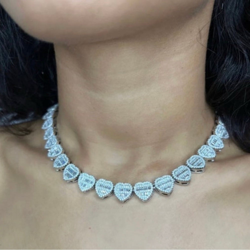 Silver baguette Choker Necklace